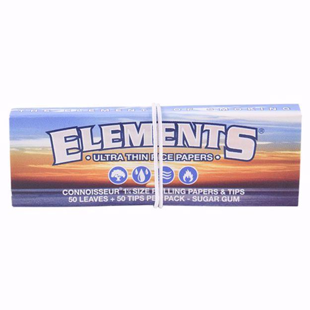 ELEMENT'S 1 1/4 SIZE CONNOISSEUR ULTRA THIN RICE ROLLING PAPERS + TIPS