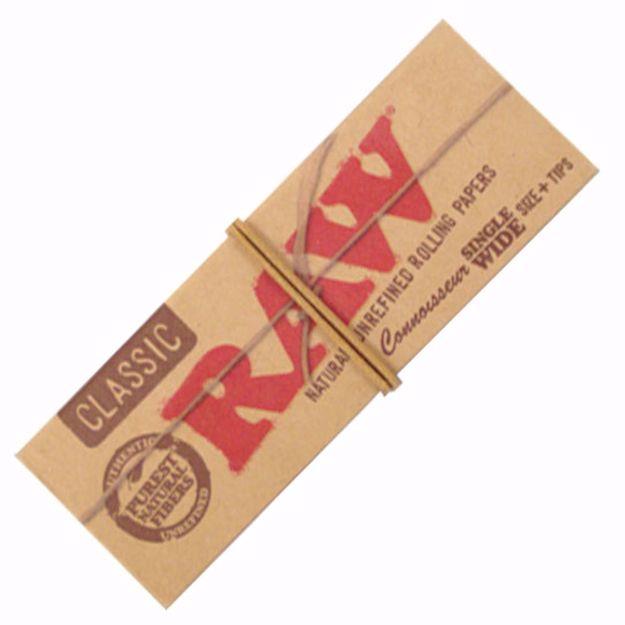 RAW SINGLE WIDE CONNOISSEUR NATURAL UNREFINED ROLLING PAPERS + TIPS ...