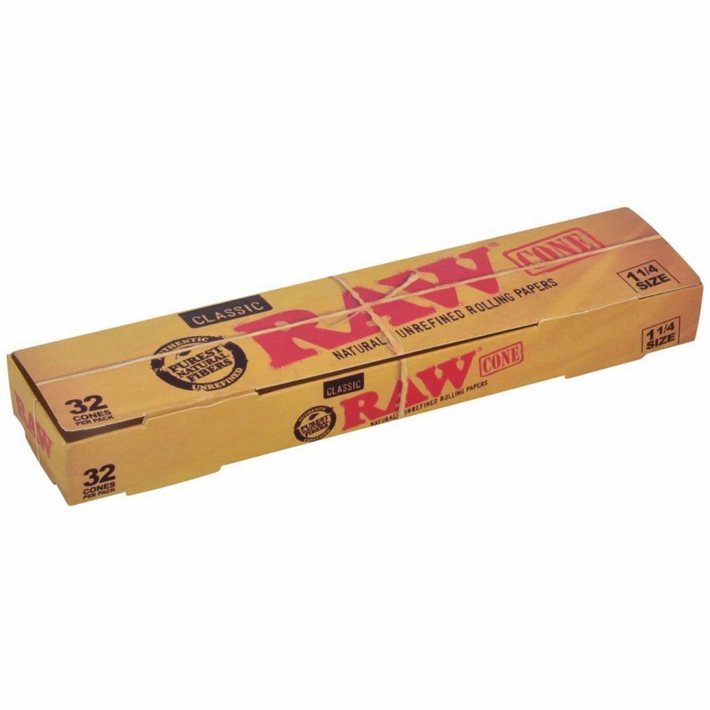 Raw Classic 1 1/4 Size Pre-Rolled Cones • 32 Pack | Rolling Ace