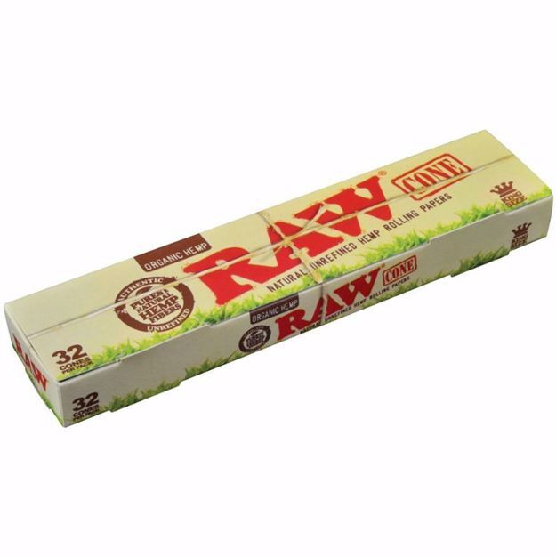 RAW ORGANIC HEMP KING SIZE PREROLLED CONES - 32 PACK