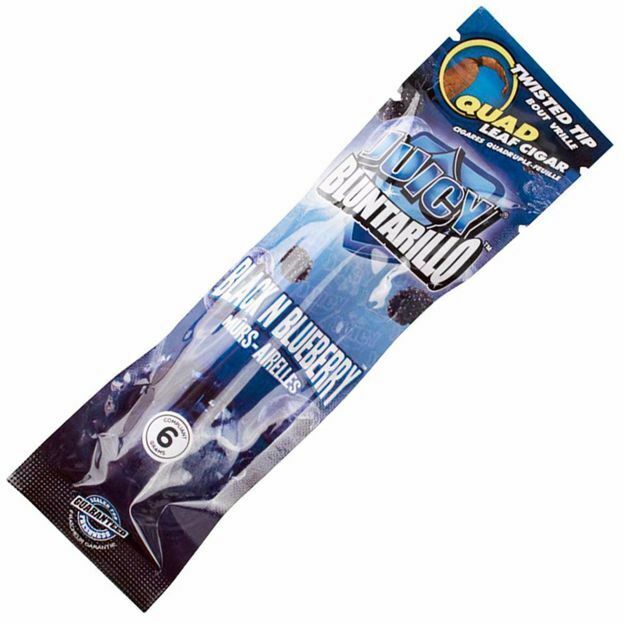 JUICY BLUNTARILLO BLACK N BLUEBERRY FLAVORED QUAD LEAF CIGARS
