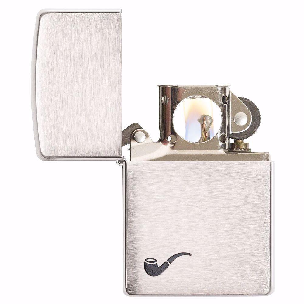 Zippo Accendino Brushed Chrome Con Logo Inciso - Antivento, Confezione Regalo Ecologica, Garanzia Zippo