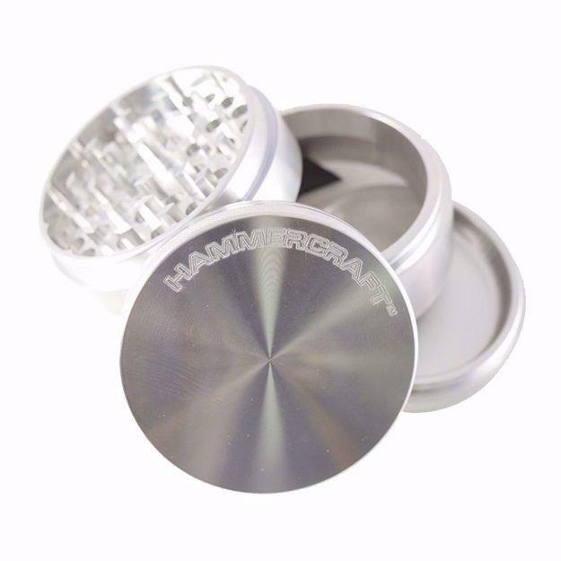 HAMMERCRAFT 4 PIECE LOGO ALUMINUM GRINDERS - LARGE 2.5" SILVER