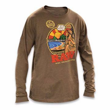 RAW BRAZIL MEN'S CHOCOLATE BROWN LONG SLEEVE T-SHIRT