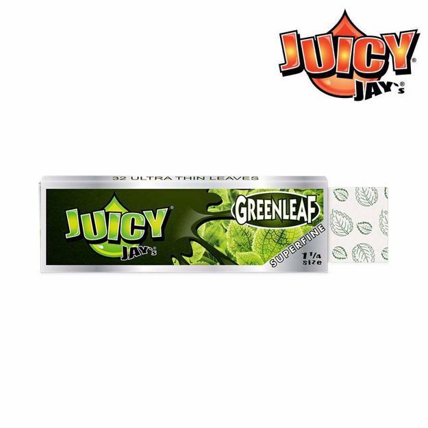 JUICY JAY'S SUPERFINE 1 1/4 SIZE GREENLEAF FLAVORED ROLLING PAPERS