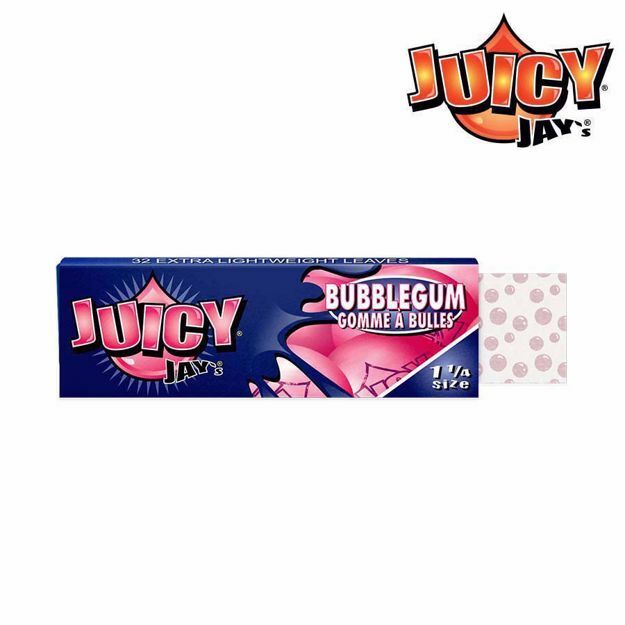 JUICY JAY'S 1 1/4 SIZE BUBBLE GUM FLAVORED ROLLING PAPERS