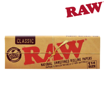 RAW CLASSIC 1 1/4 SIZE NATURAL UNREFINED ROLLING PAPERS