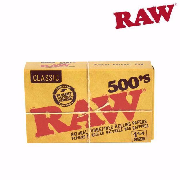 RAW CLASSIC 1 1/4 SIZE 500's NATURAL UNREFINED ROLLING PAPERS