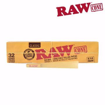 RAW CLASSIC 1 1/4 SIZE PRE ROLLED CONES - 32 PACK	