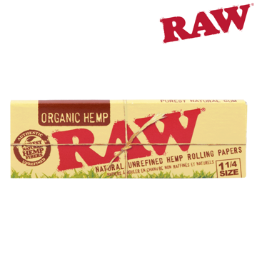 RAW ORGANIC HEMP 1 1/4 SIZE NATURAL UNREFINED ROLLING PAPERS	