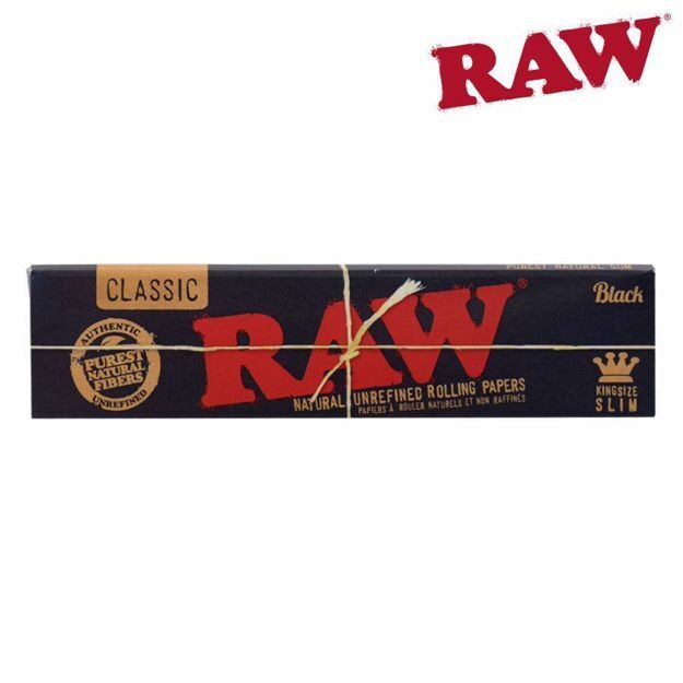 RAW BLACK KING SIZE SLIM NATURAL UNREFINED HEMP ROLLING PAPERS	
