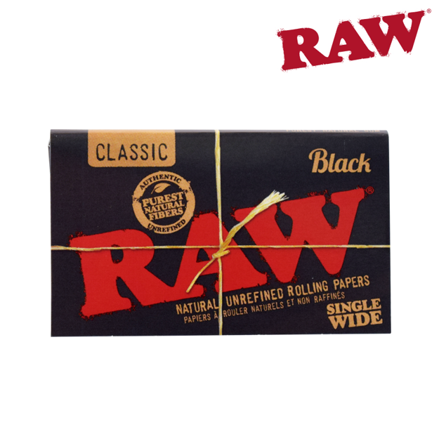 RAW BLACK SINGLEWIDE DOUBLE WINDOW NATURAL UNREFINED HEMP ROLLING PAPERS	